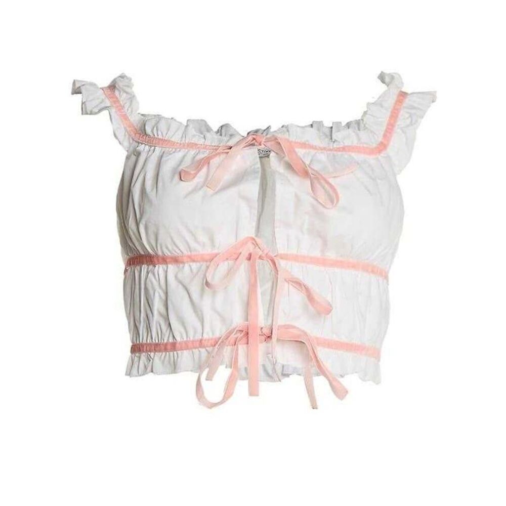Collective The Label Womens/Ladies Lace Up Crop Top / White